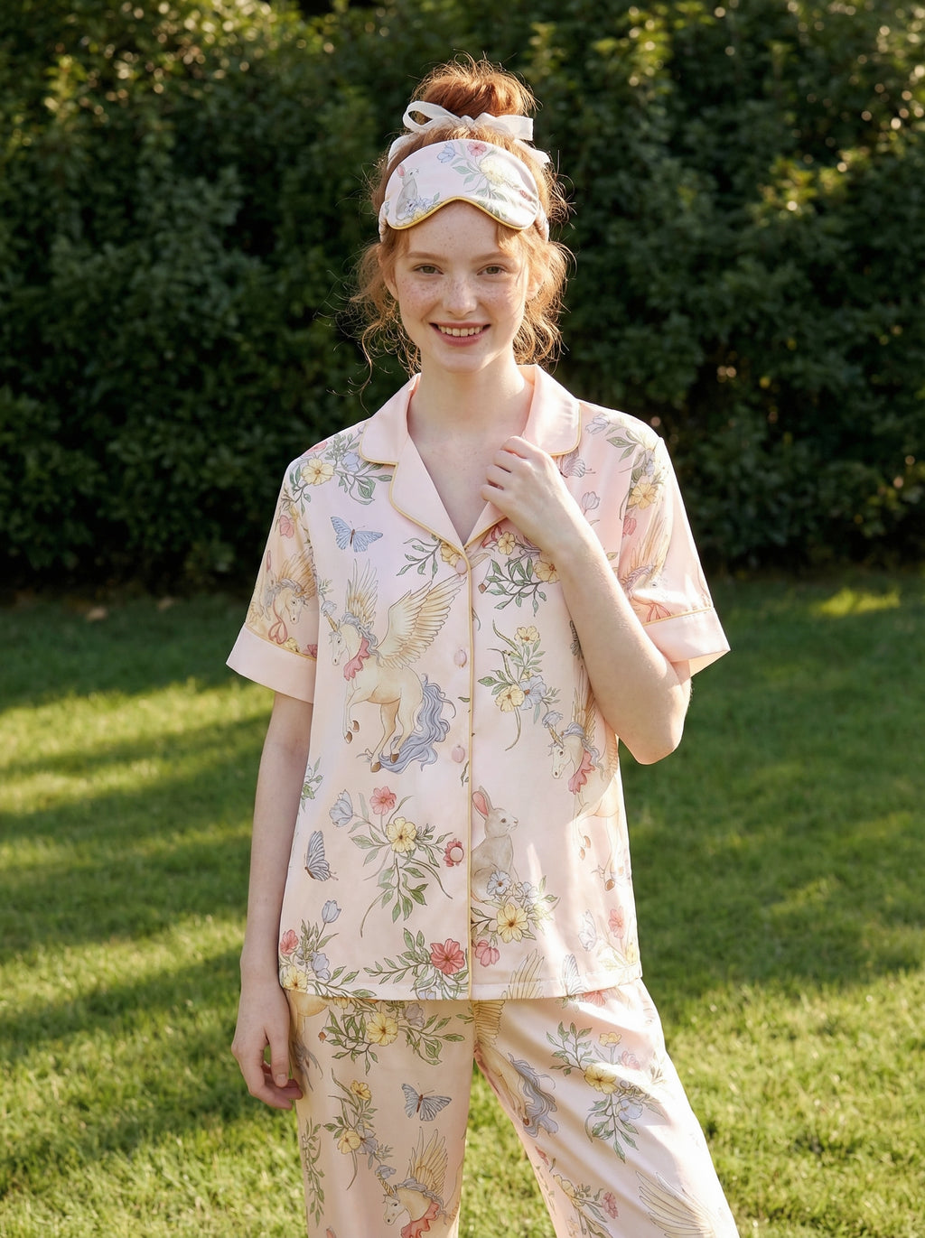 【Narrative Poem | Faust's Tale】Silken Dreams-Women's Pajama Set Short Sleeve Long Pants