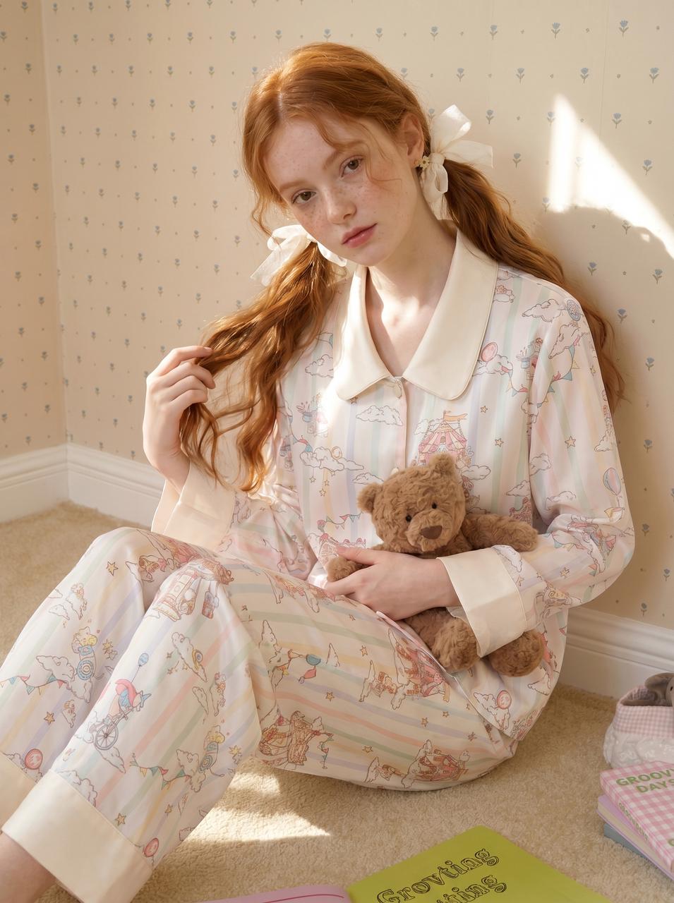 【Utopia | Theatre in the Clouds】Silken Dreams - Women's Pajama Set - Long Sleeve Long Pants
