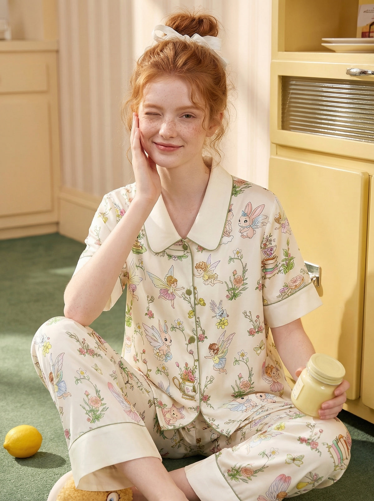 【Dorothy's Storybook | Forest Spirits】Silken Dreams-Women's Pajama Set Short Sleeve Long Pants