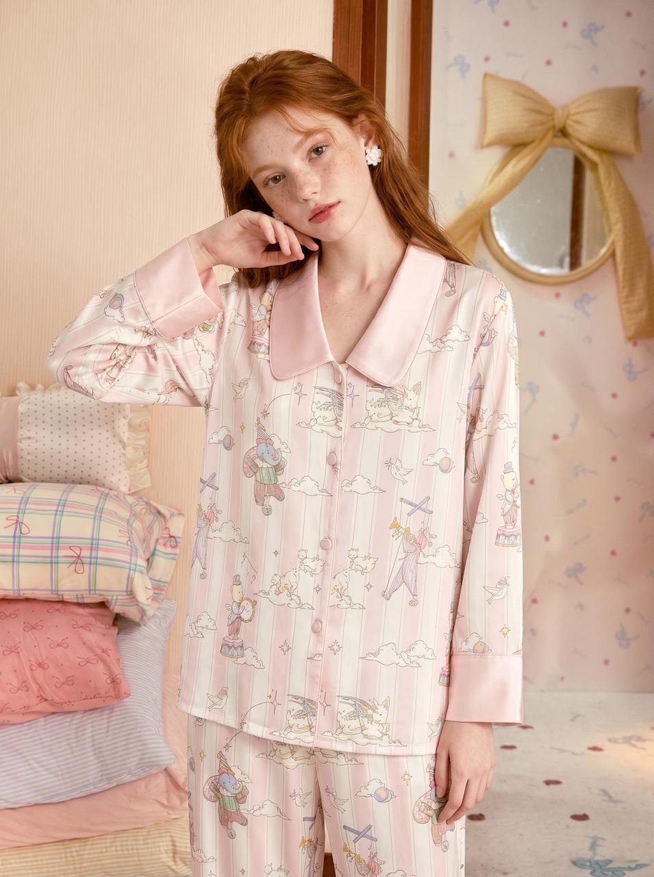 【Enchanted Dream | Lisbon Solstice】Silken Dreams - Women's Pajama Set - Long Sleeve Long Pants