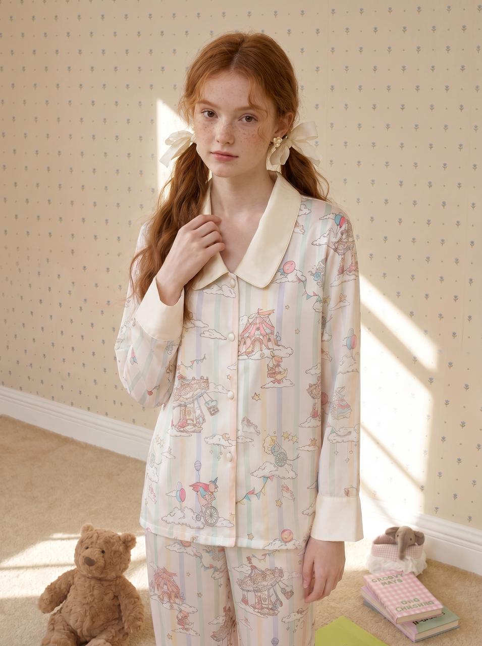 【Utopia | Theatre in the Clouds】Silken Dreams - Women's Pajama Set - Long Sleeve Long Pants
