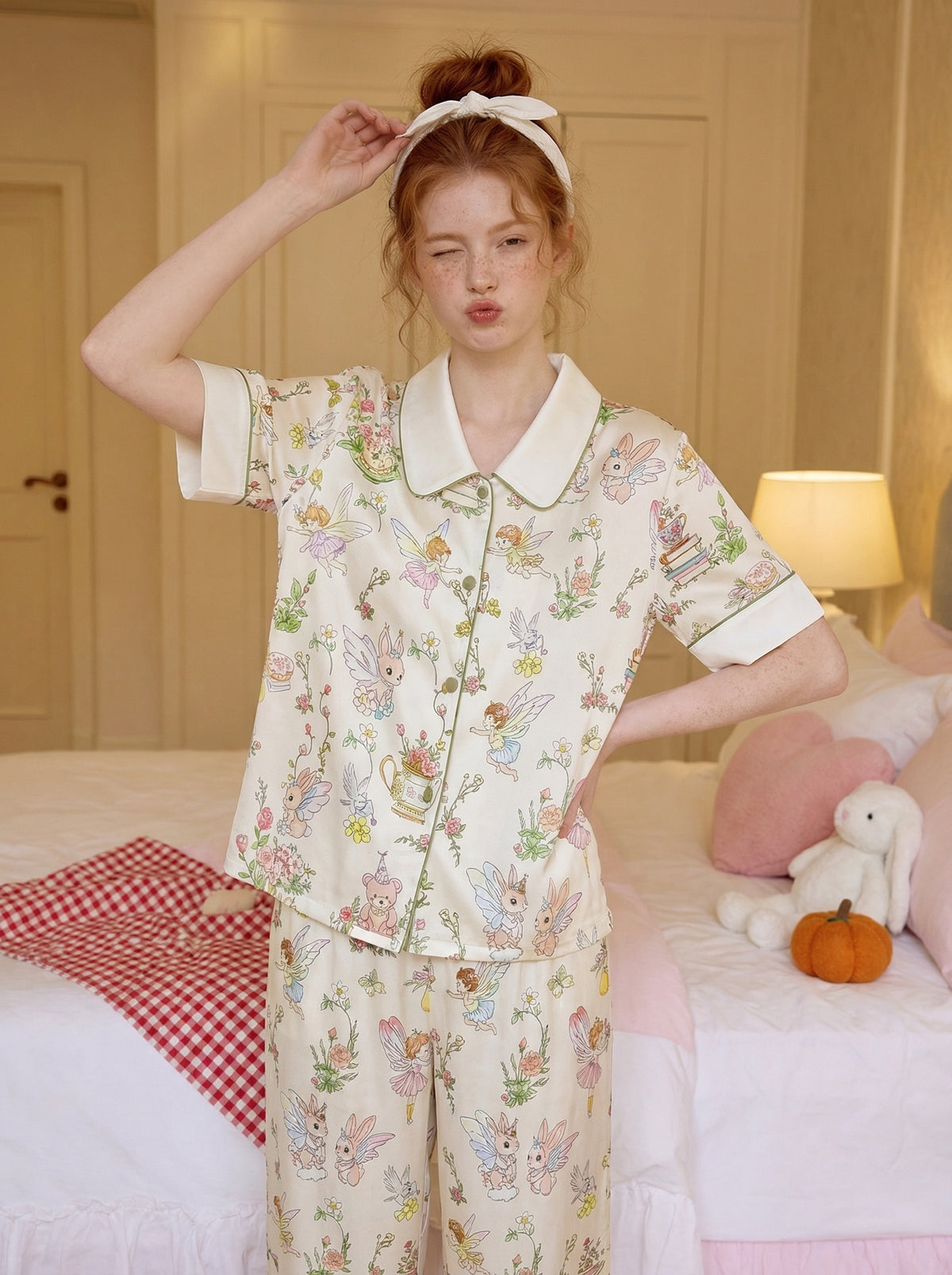 【Dorothy's Storybook | Forest Spirits】Silken Dreams-Women's Pajama Set Short Sleeve Long Pants