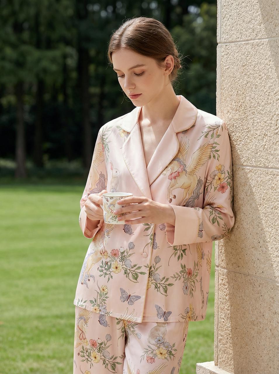 【Narrative Poem | Faust's Tale】Silken Dreams - Women's Pajama Set - Long Sleeve Long Pants