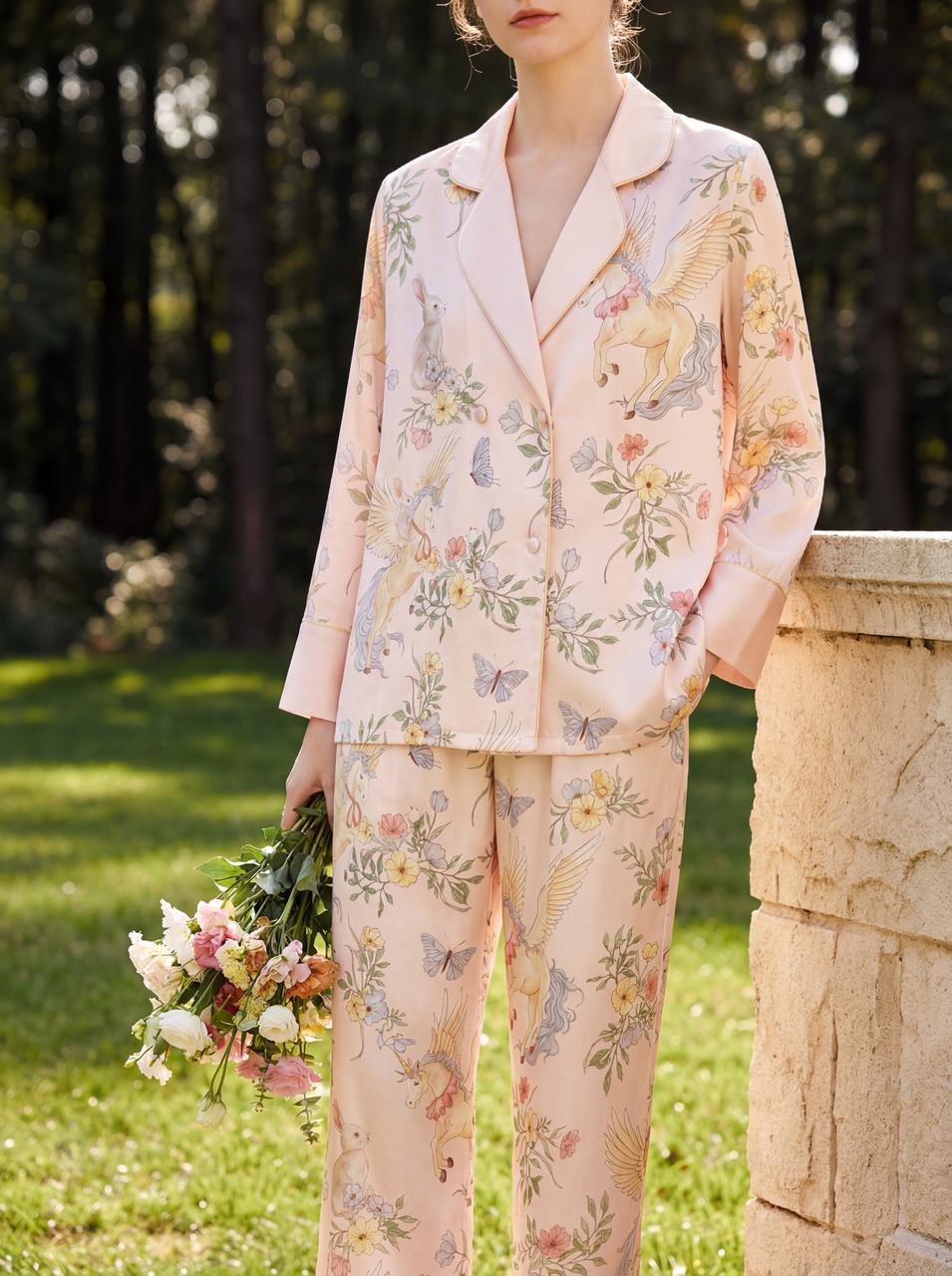 【Narrative Poem | Faust's Tale】Silken Dreams - Women's Pajama Set - Long Sleeve Long Pants