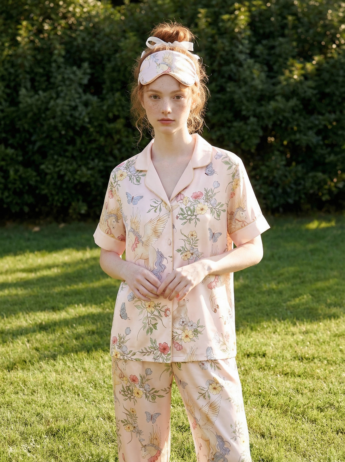 【Narrative Poem | Faust's Tale】Silken Dreams-Women's Pajama Set Short Sleeve Long Pants