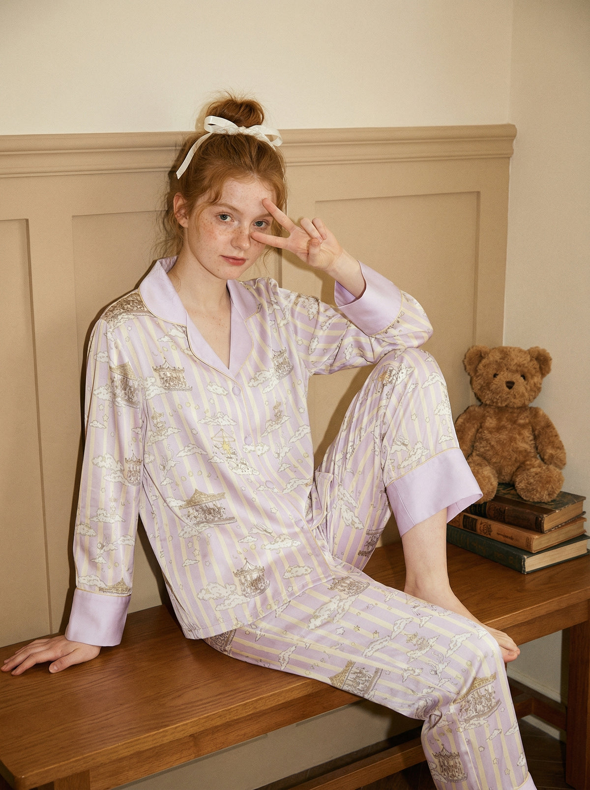 【Grand Artist | Cloud Dream】Silken Dreams - Women's Pajama Set - Long Sleeve Long Pants