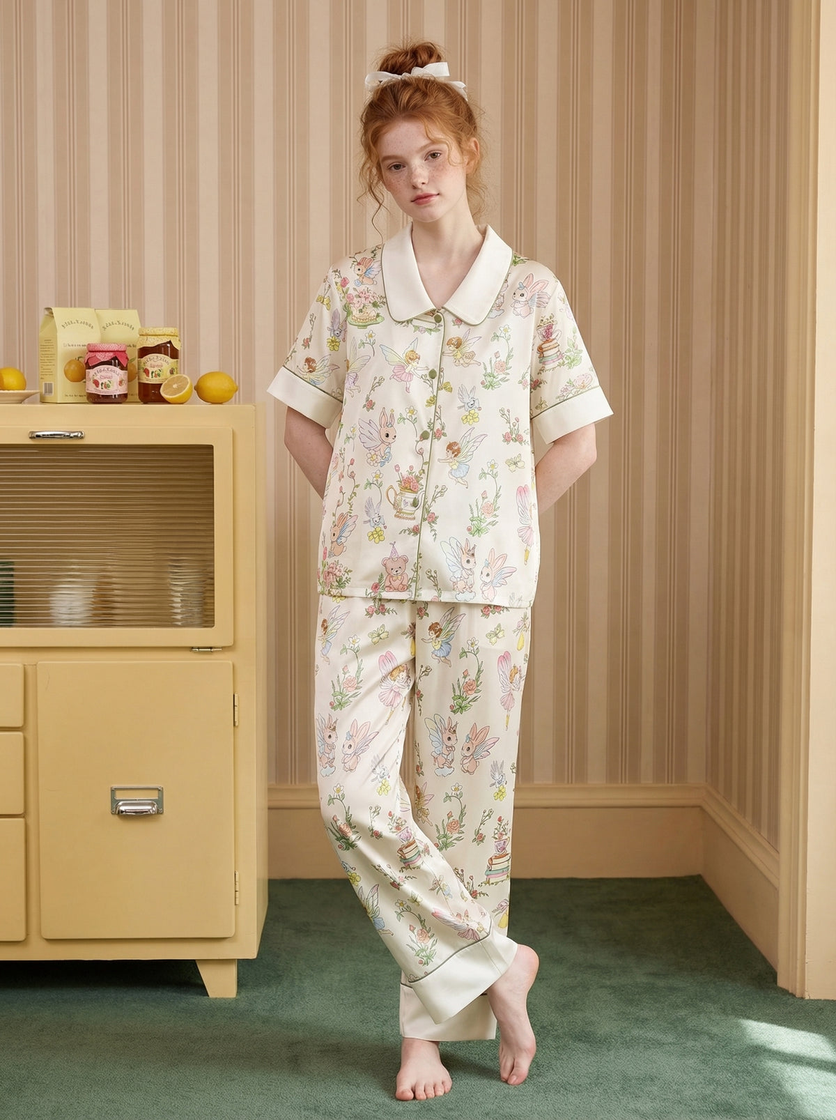 【Dorothy's Storybook | Forest Spirits】Silken Dreams-Women's Pajama Set Short Sleeve Long Pants