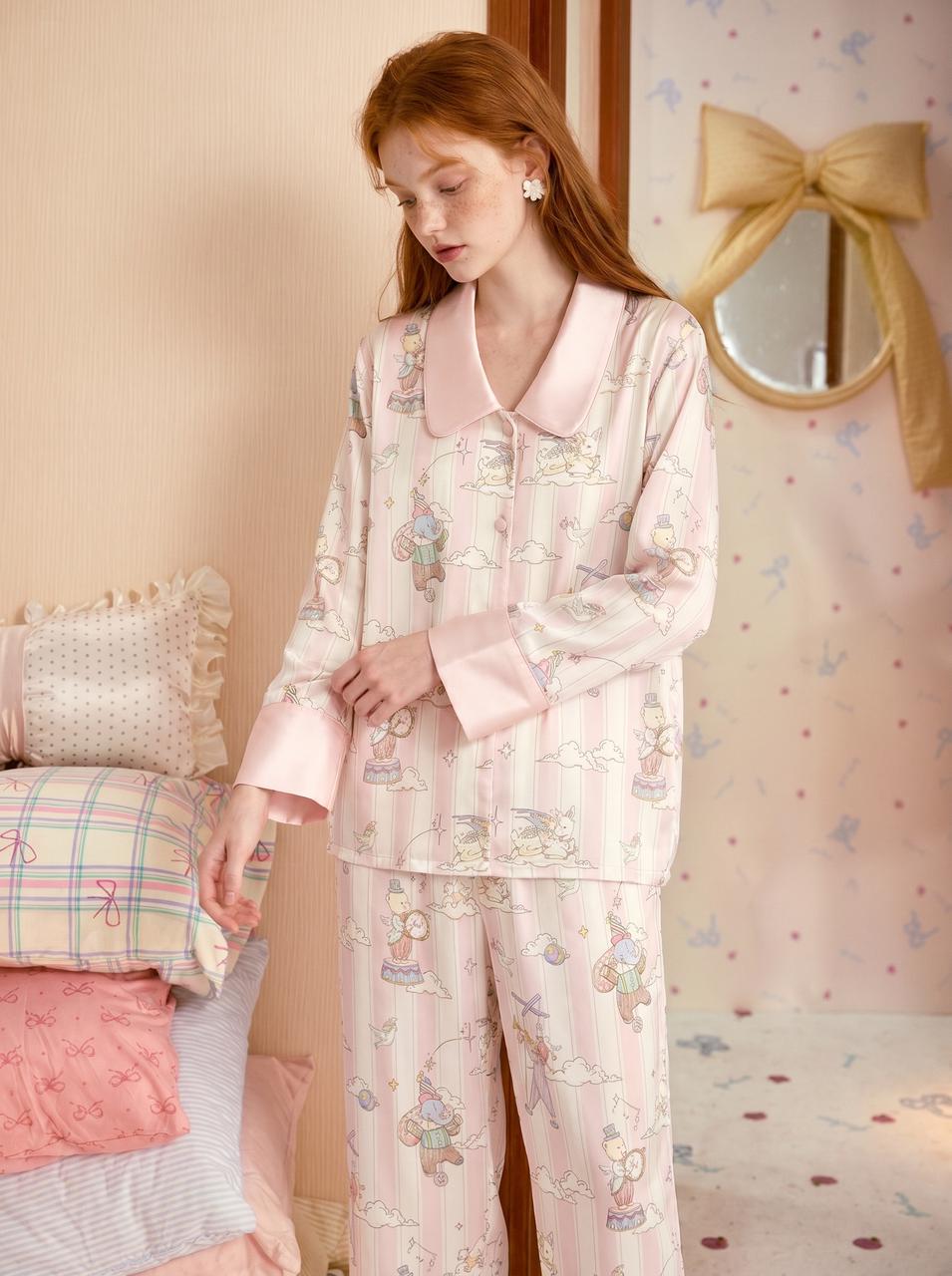 【Enchanted Dream | Lisbon Solstice】Silken Dreams - Women's Pajama Set - Long Sleeve Long Pants