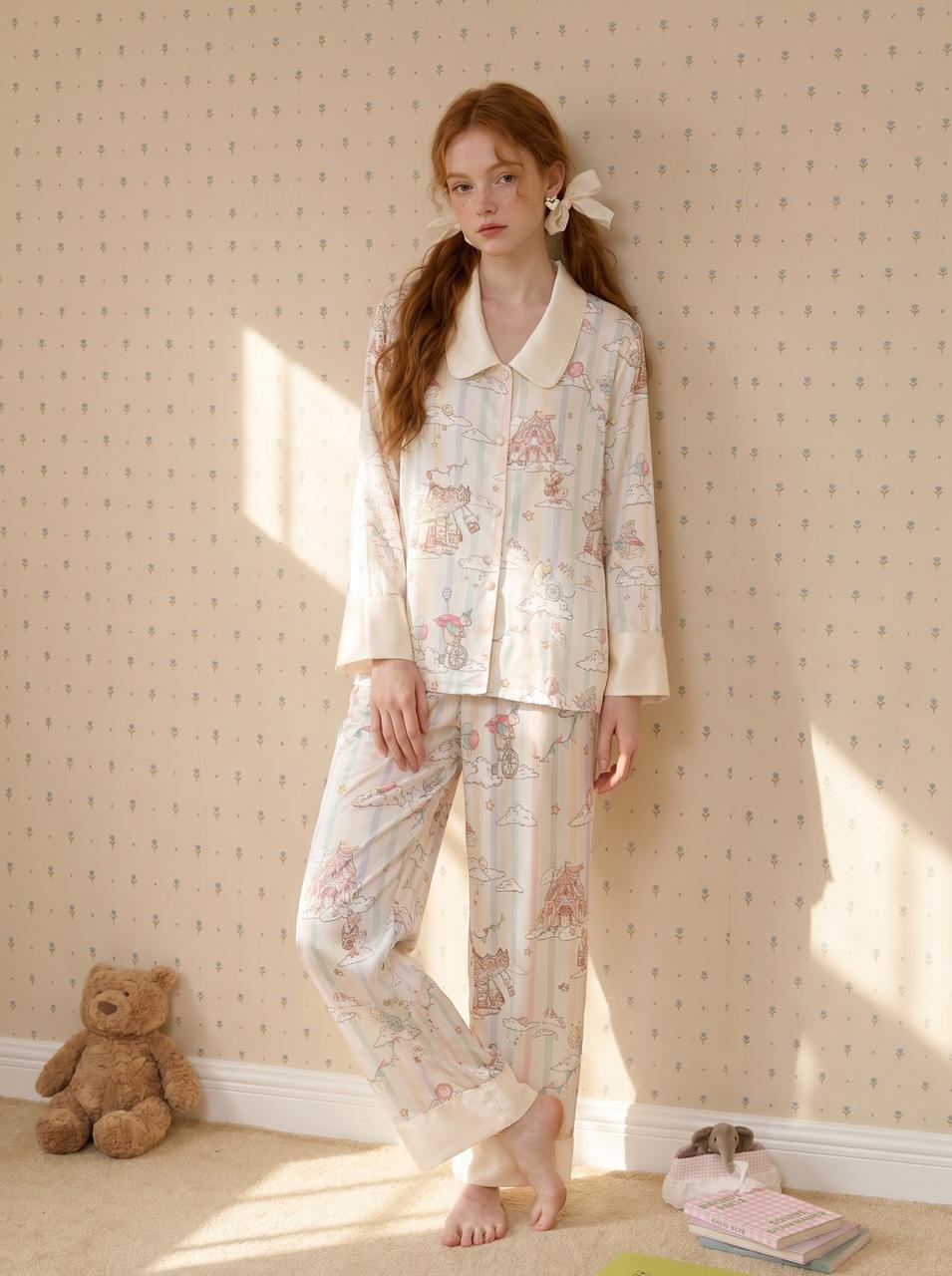 【Utopia | Theatre in the Clouds】Silken Dreams - Women's Pajama Set - Long Sleeve Long Pants