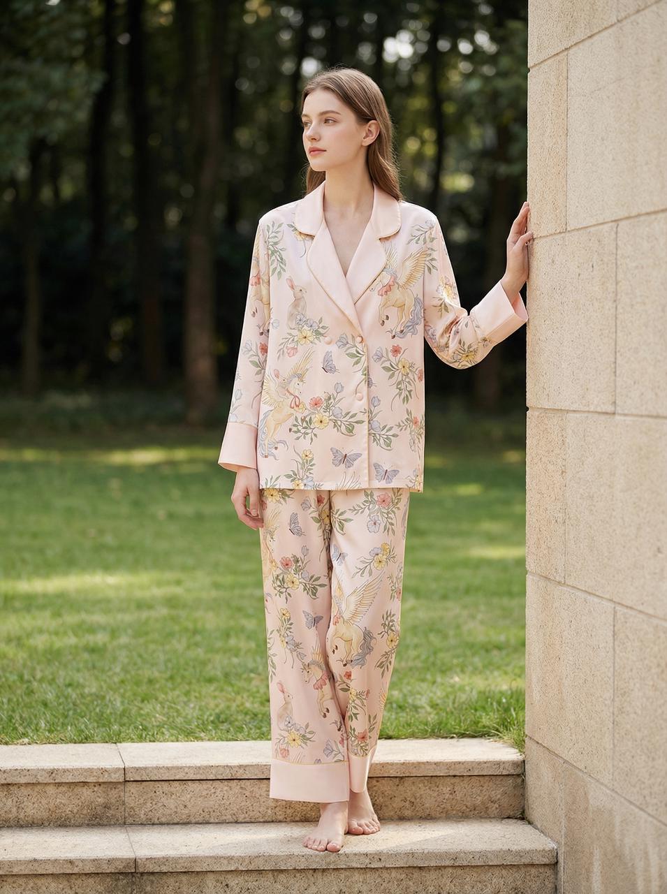 【Narrative Poem | Faust's Tale】Silken Dreams - Women's Pajama Set - Long Sleeve Long Pants