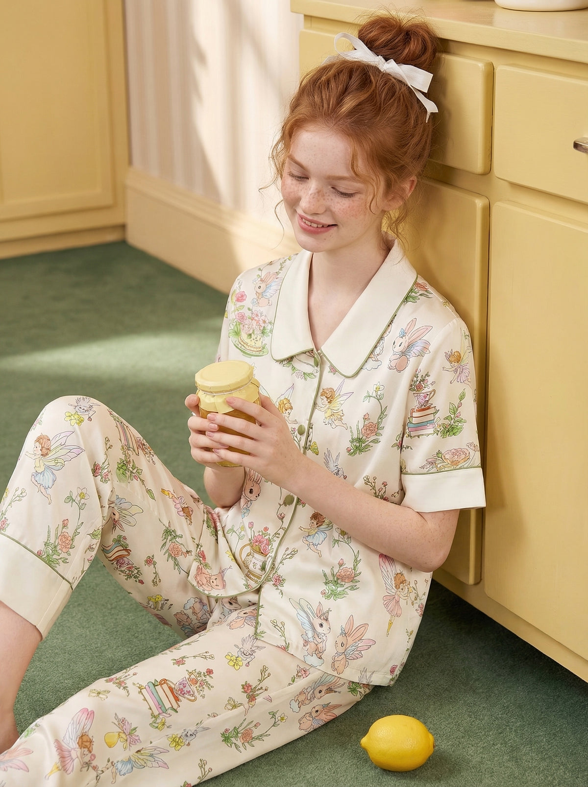 【Dorothy's Storybook | Forest Spirits】Silken Dreams-Women's Pajama Set Short Sleeve Long Pants