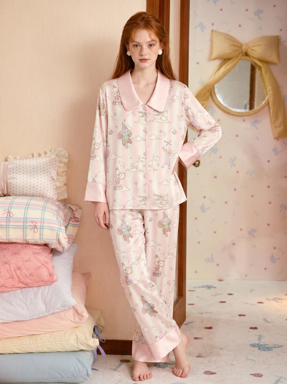 【Enchanted Dream | Lisbon Solstice】Silken Dreams - Women's Pajama Set - Long Sleeve Long Pants
