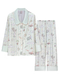 【Dream Traveler | Deer Song in the Clouds】Silken Dreams - Women's Pajama Set - Long Sleeve Long Pants