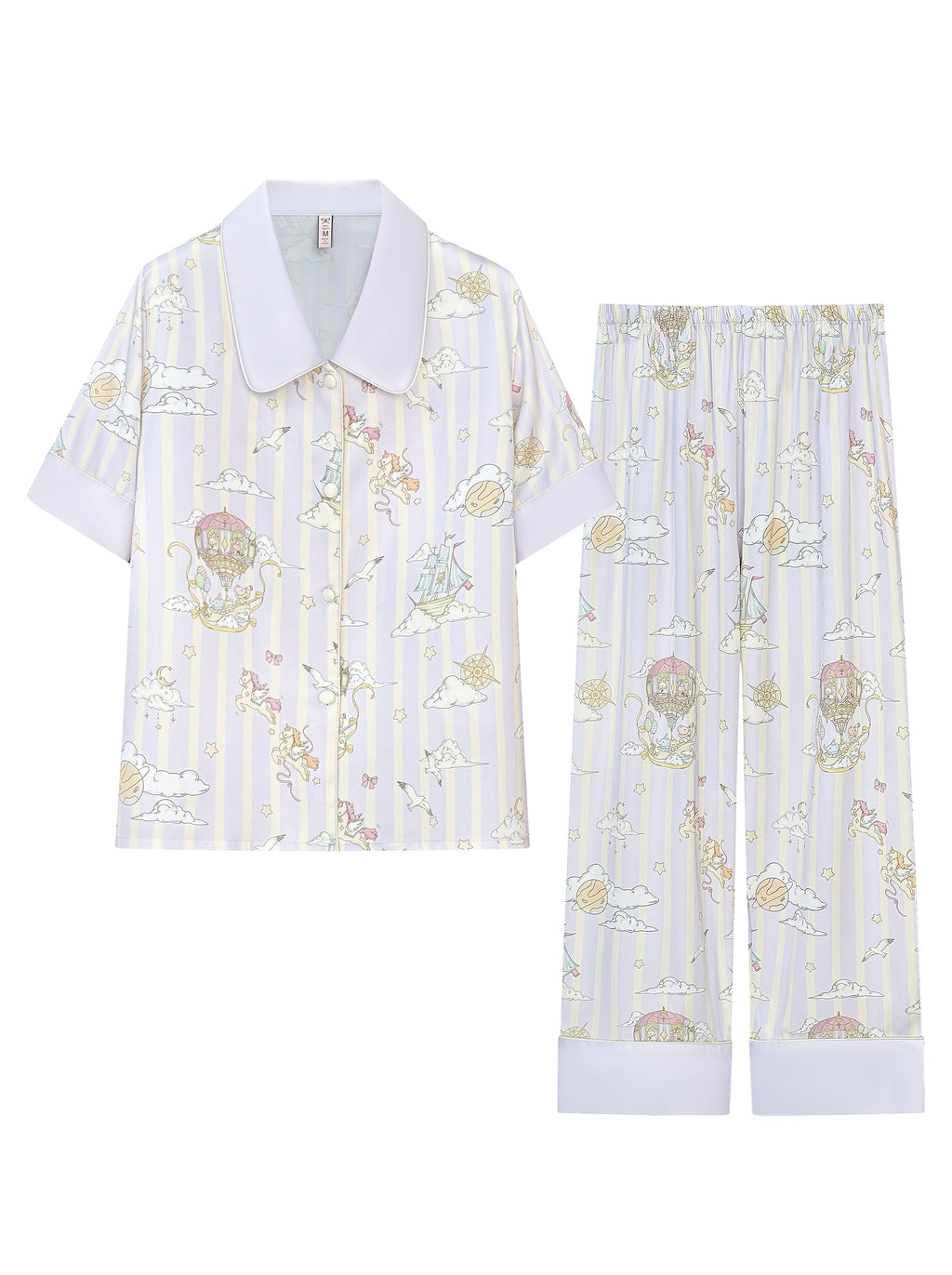 【Enchanted Dream | Pegasus Flight】Silken Dreams-Women's Pajama Set Short Sleeve Long Pants
