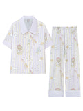 【Enchanted Dream | Pegasus Flight】Silken Dreams-Women's Pajama Set Short Sleeve Long Pants