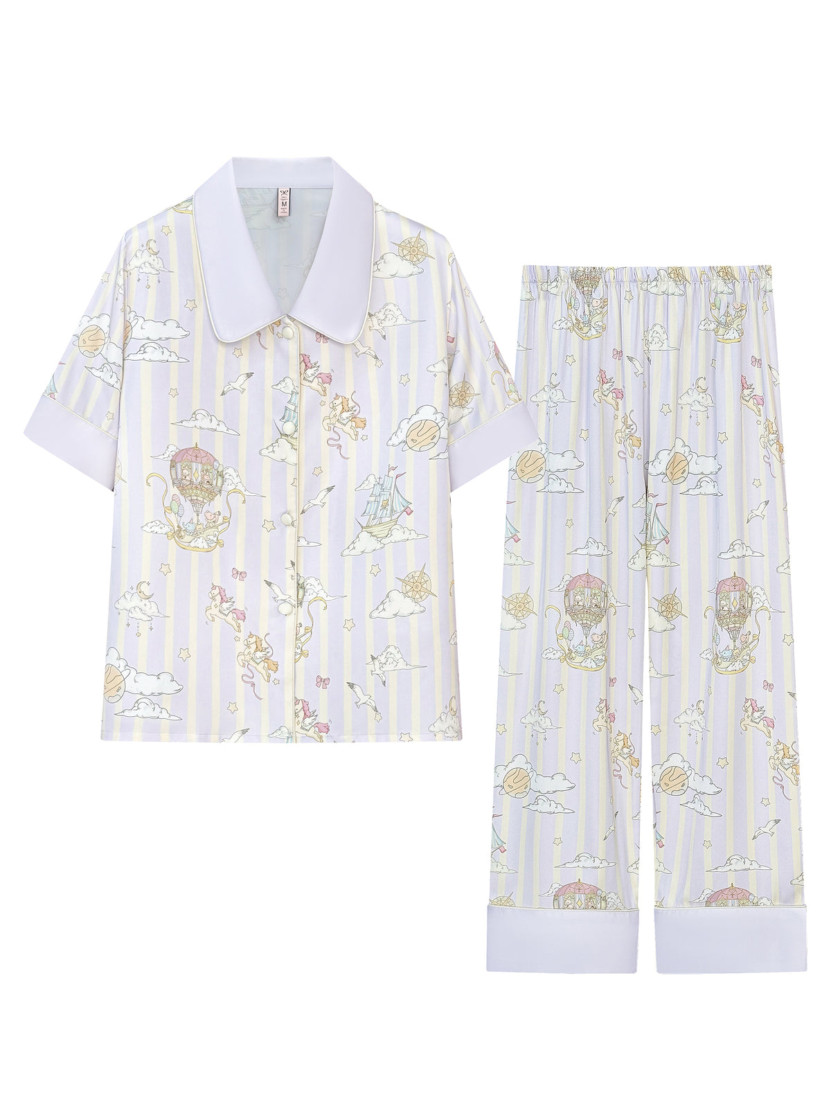 【Enchanted Dream | Pegasus Flight】Silken Dreams-Women's Pajama Set Short Sleeve Long Pants