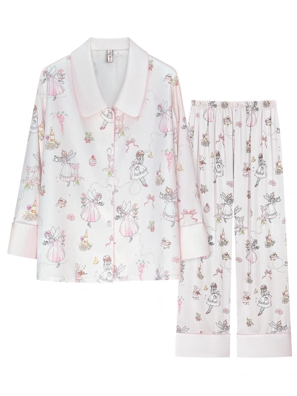 【Wild Berry Girl | Tea Party】Silken Dreams - Women's Pajama Set - Long Sleeve Long Pants