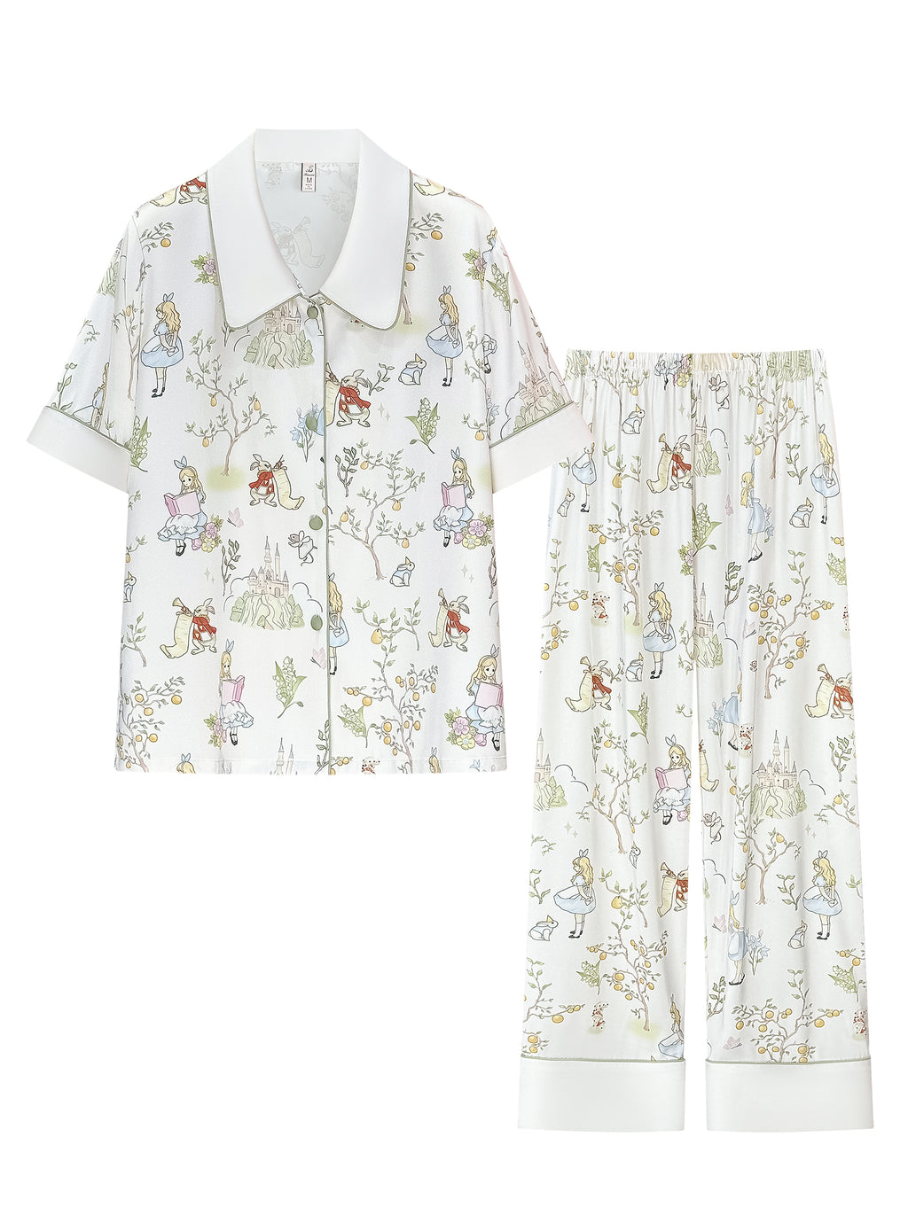 【Alice | Wonderland Dream】Silken Dreams-Women's Pajama Set Short Sleeve Long Pants