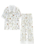 【Alice | Wonderland Dream】Silken Dreams-Women's Pajama Set Short Sleeve Long Pants