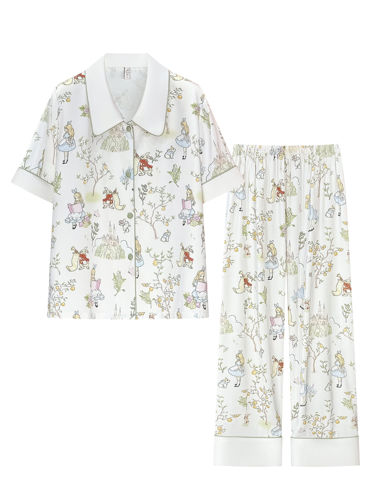 【Alice | Wonderland Dream】Silken Dreams-Women's Pajama Set Short Sleeve Long Pants