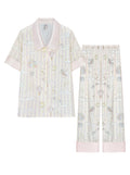 【Dream Traveler | Elephant in the Clouds】Silken Dreams-Women's Pajama Set Short Sleeve Long Pants