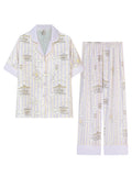 【Grand Artist | Cloud Dream】Silken Dreams-Women's Pajama Set Short Sleeve Long Pants