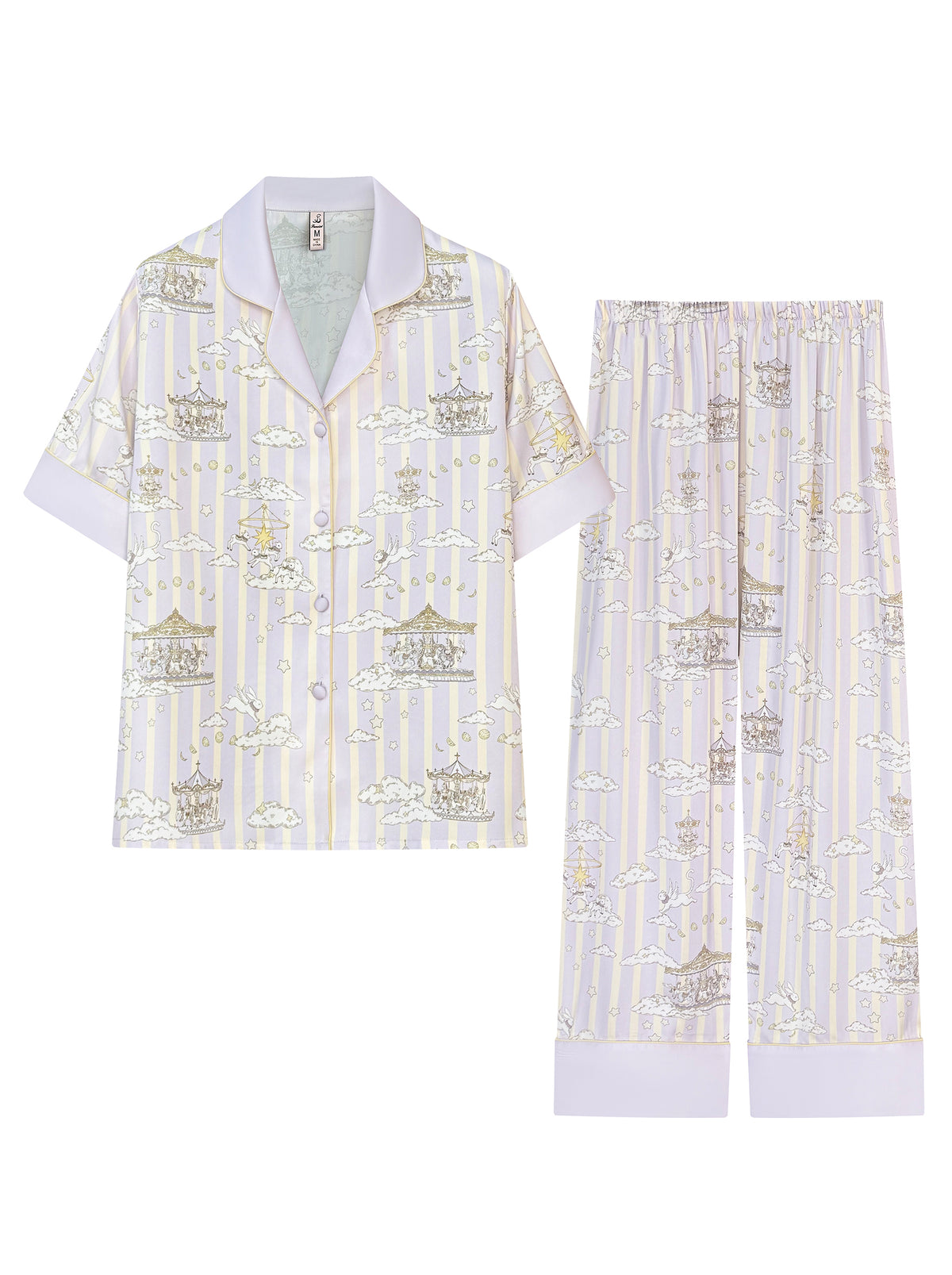 【Grand Artist | Cloud Dream】Silken Dreams-Women's Pajama Set Short Sleeve Long Pants