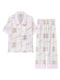 【Fantasy Realm | Starry Wilderness】Silken Dreams-Women's Pajama Set Short Sleeve Long Pants