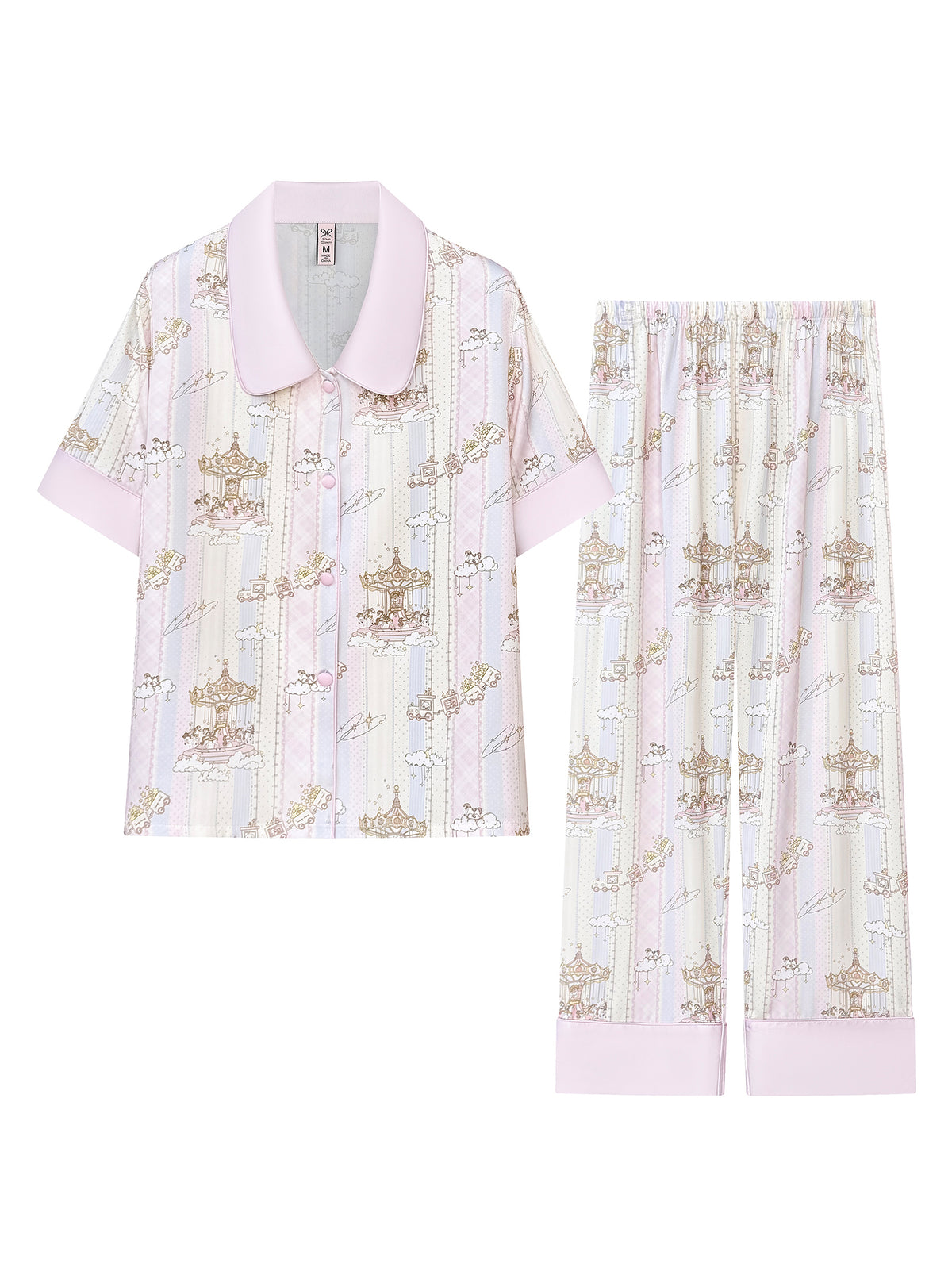 【Fantasy Realm | Starry Wilderness】Silken Dreams-Women's Pajama Set Short Sleeve Long Pants