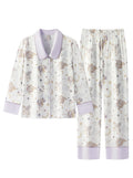 【Versailles Luxe | Starlit Cloud Bay】Silken Dreams - Women's Pajama Set - Long Sleeve Long Pants