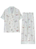 【Dream Traveler | Deer Song in the Clouds】Silken Dreams-Women's Pajama Set Short Sleeve Long Pants