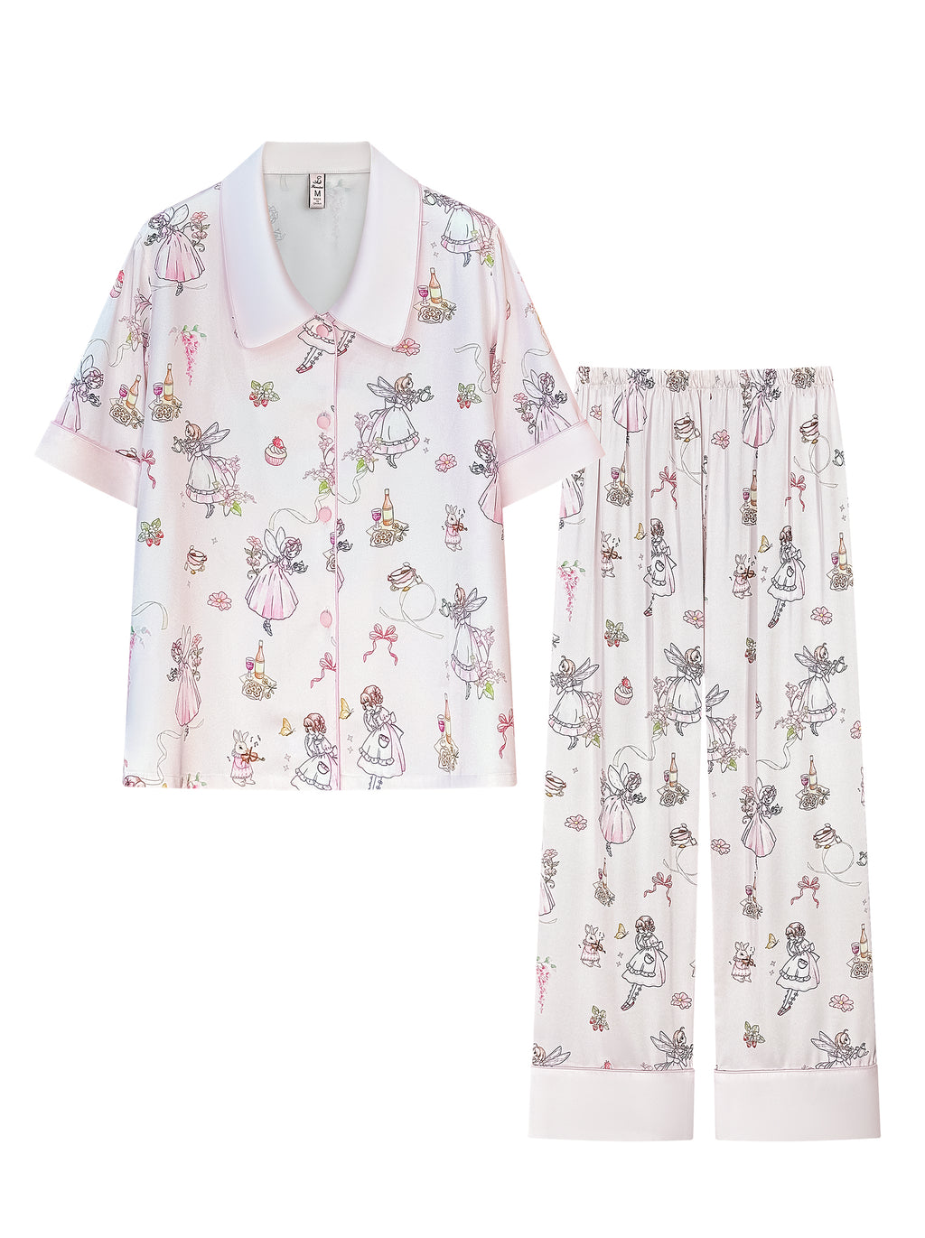 【Wild Berry Girl | Tea Party】Silken Dreams-Women's Pajama Set Short Sleeve Long Pants