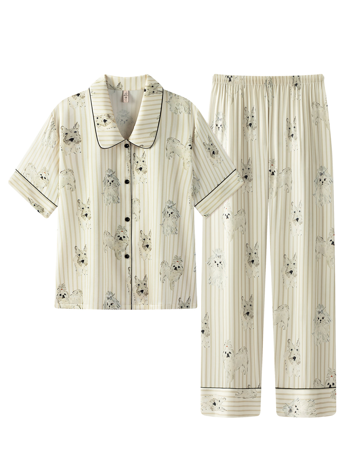 【Madrid | Charcoal Grey】Silken Dreams-Women's Pajama Set Short Sleeve Long Pants