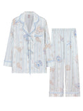 【Jeju Sea Mist | Chanel Muse】Silken Dreams - Women's Pajama Set - Long Sleeve Long Pants